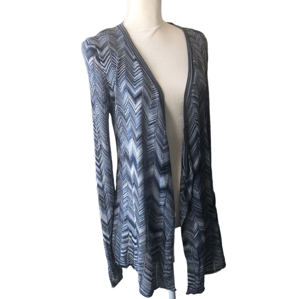White House Black Market Rayon Chevron Open Cardigan Sweater S23
